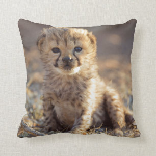 Cheetah 19 days old male cub throw pillow