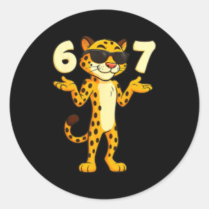 Cheetah 67 Meme Funny Kids Teens Gen Alpha Slang 6 Classic Round Sticker