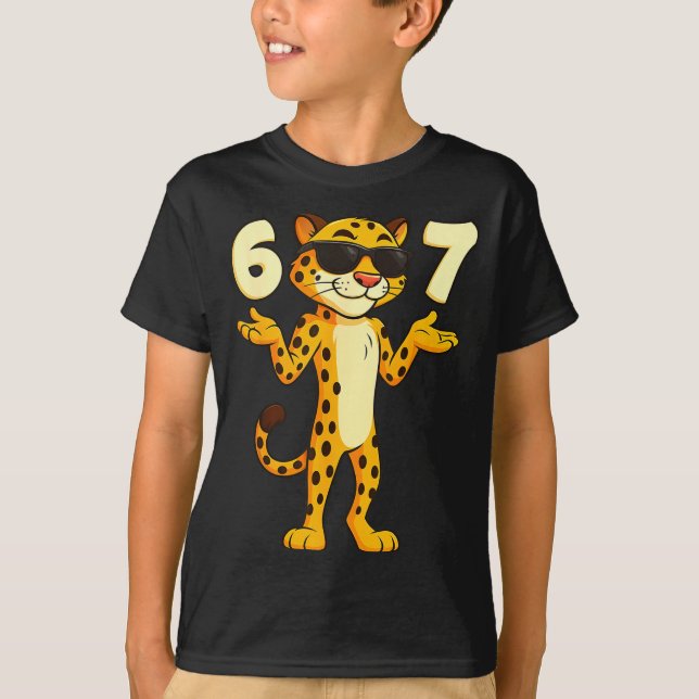 Cheetah 67 Meme Funny Kids Teens Gen Alpha Slang 6 T-Shirt (Front)