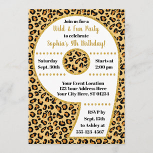 Cheetah 9th Birthday Invitation Safari Party