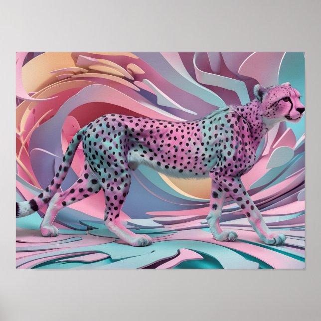 Cheetah Abstract Wallpaper in Pastel Colour Poster (Front)