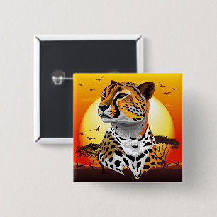 Cheetah African Feline Wild Animal 2 Inch Square Button