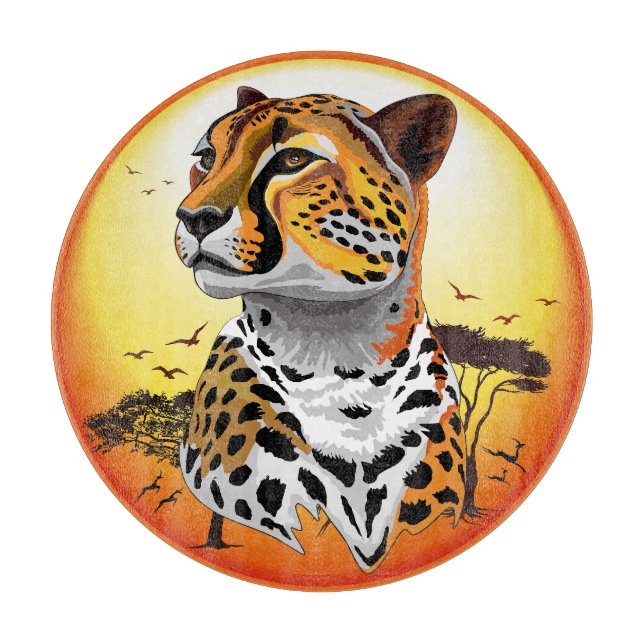 Cheetah African Feline Wild Animal Cutting Board (Front)