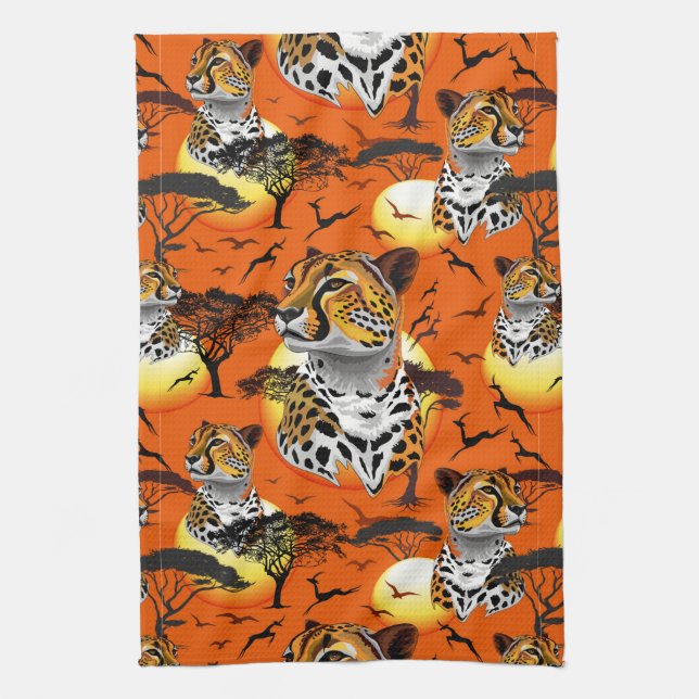 Cheetah African Feline Wild Animal Kitchen Towel (Vertical)