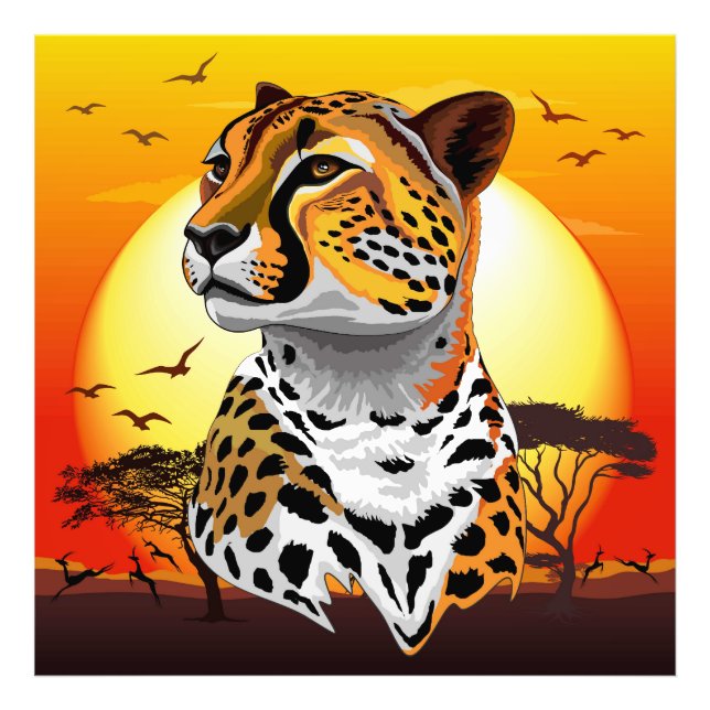 Cheetah African Feline Wild Animal Photo Print (Front)