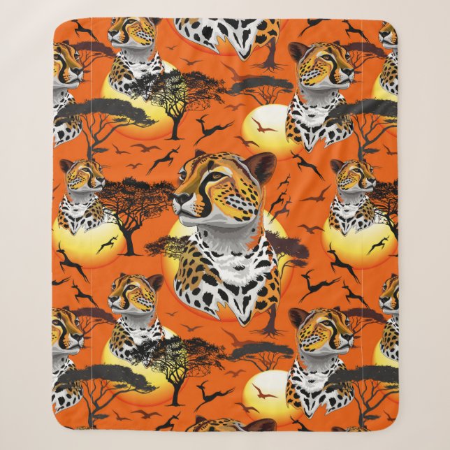 Cheetah African Feline Wild Animal Sherpa Blanket (Front)