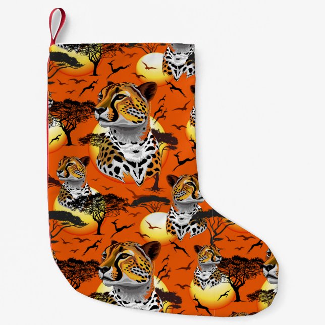 Cheetah African Feline Wild Animal Small Christmas Stocking (Front)