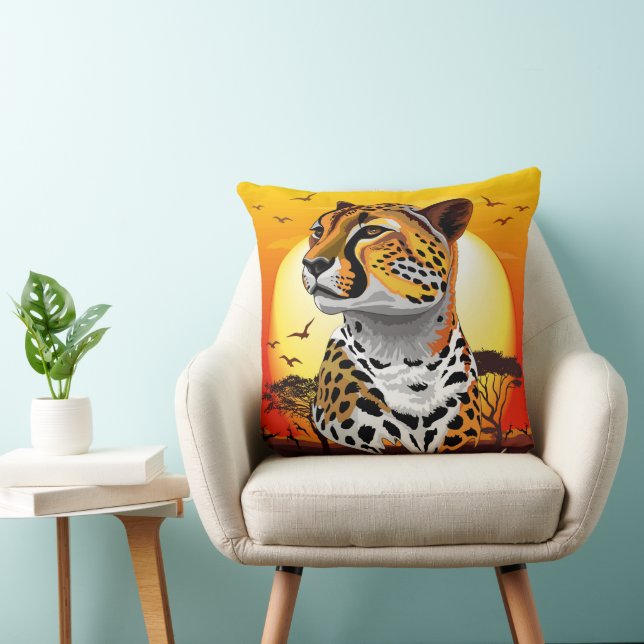 Cheetah African Feline Wild Animal Throw Pillow (Chair)