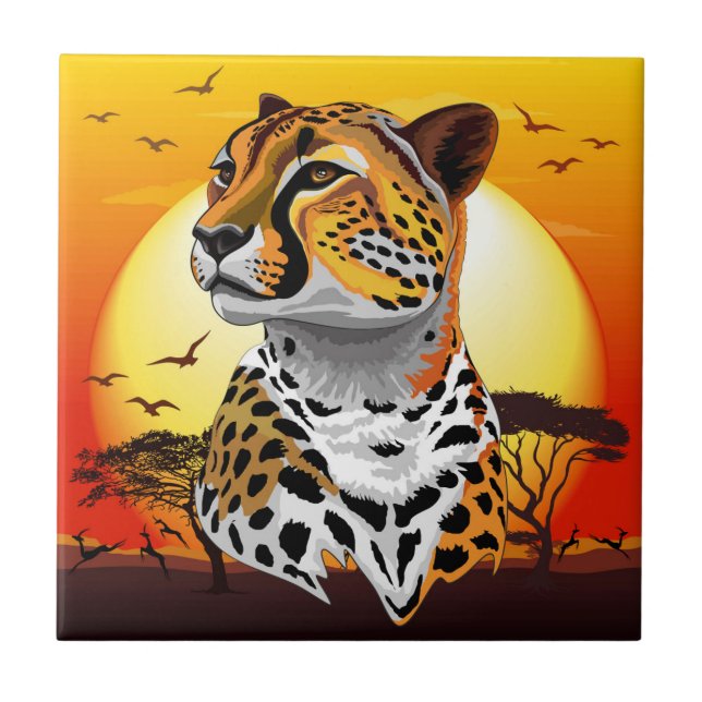 Cheetah African Feline Wild Animal Tile (Front)