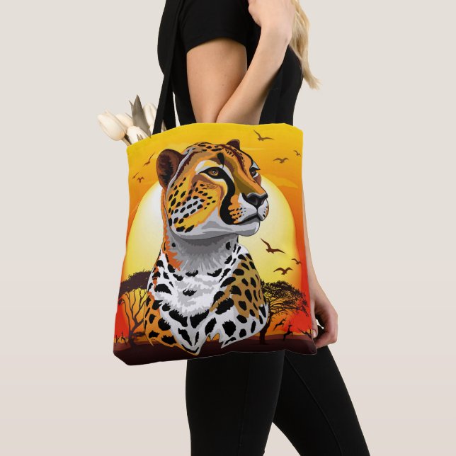 Cheetah African Feline Wild Animal Tote Bag (Close Up)