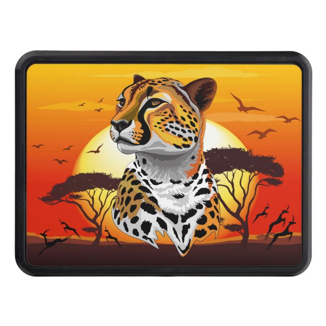 Cheetah African Feline Wild Animal Trailer Hitch Cover (Front)