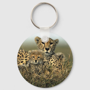Cheetah and Cub Keychain
