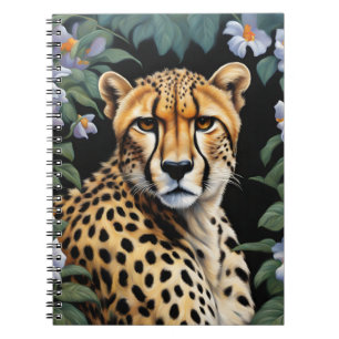 Cheetah and flowers notebook