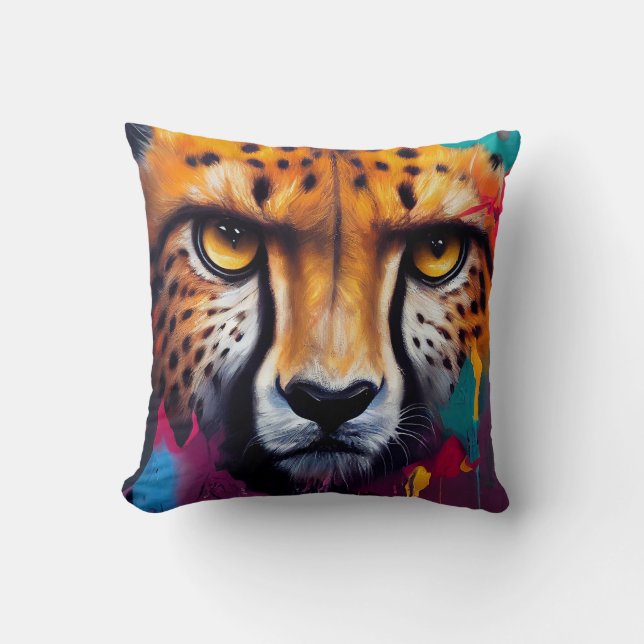 Cheetah  Animal Discovery Adventure Nature Planet  Throw Pillow (Front)