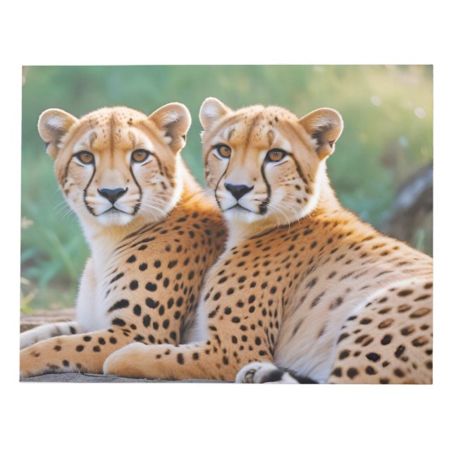 Cheetah Animal Nature Wildlife Affection Caring Notepad (Front)