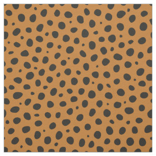 Cheetah Animal Pattern Black Orange Polka Dots Fabric