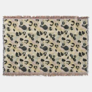 Cheetah Animal Print Black, Gold  Throw Blanket