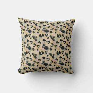 Cheetah Animal Print Black, Gold Throw Pillow