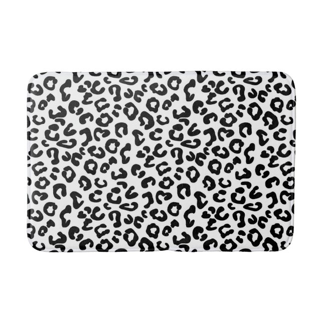 Cheetah Animal Print in Black and White Bath Mat (Front)