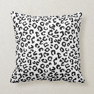 Cheetah Animal Print in Black and White Throw Pillow