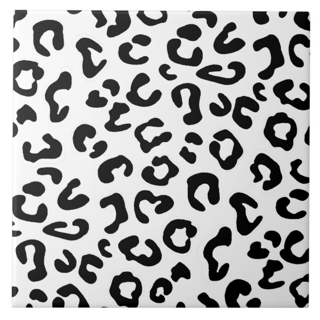 Cheetah Animal Print in Black and White Tile (Front)