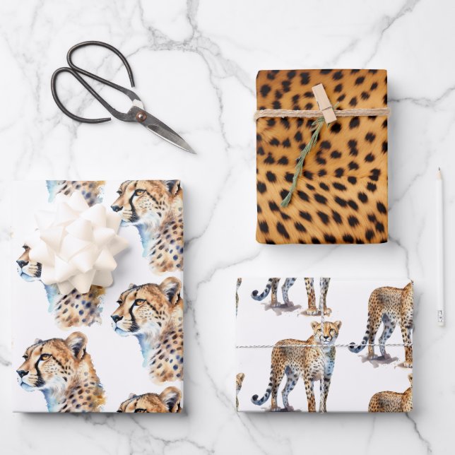 Cheetah Animal Print Wrapping Paper Sheet (Front)