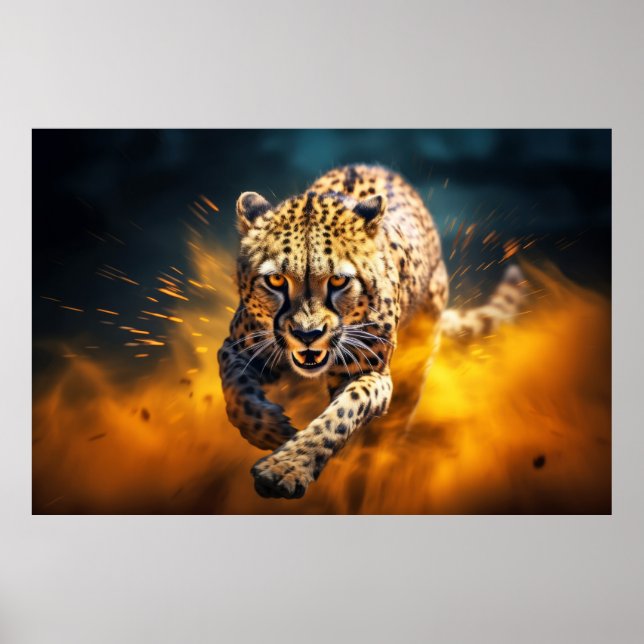Cheetah Animal Wildlife Wilderness Colourful Art Poster (Front)