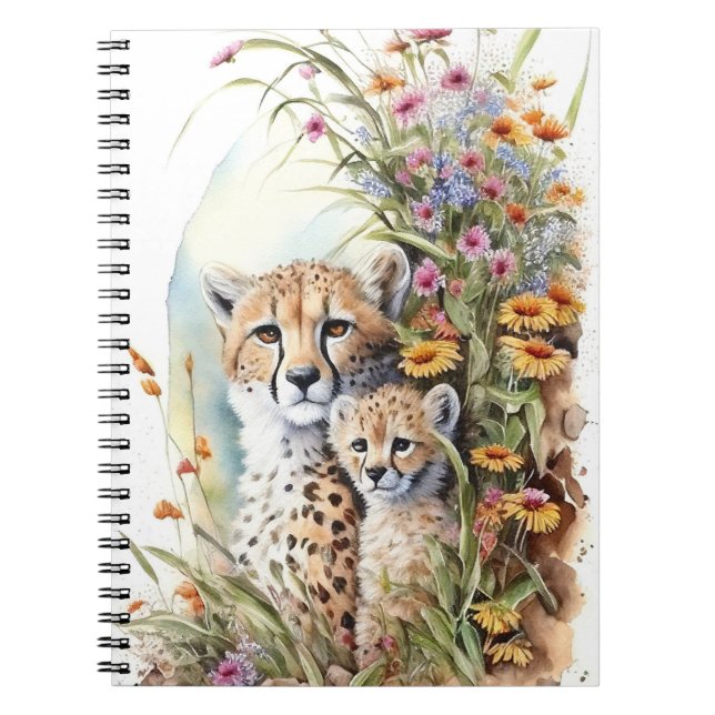  Cheetah Baby and Mom School Office Notebook Gift (Front)