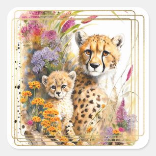 Cheetah Baby and Mom Sticker