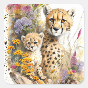 Cheetah Baby and Mom Sticker