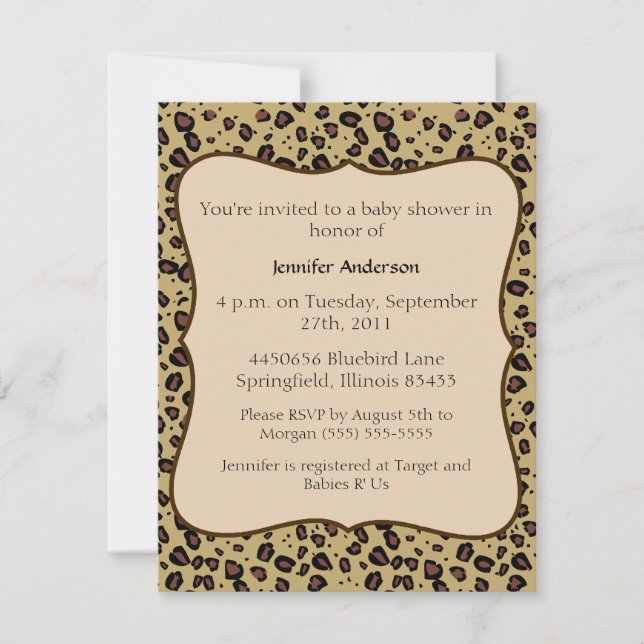 Cheetah Baby Shower Invitation (Front)