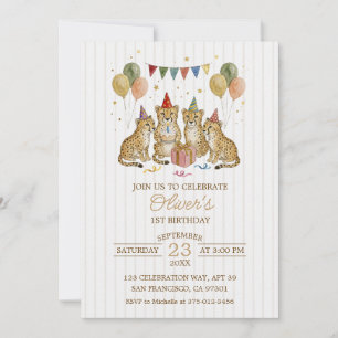 Cheetah Birthday Party Safari Milestone Invitation