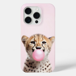 Cheetah Blowing Pink Bubble Gum Phone Case 