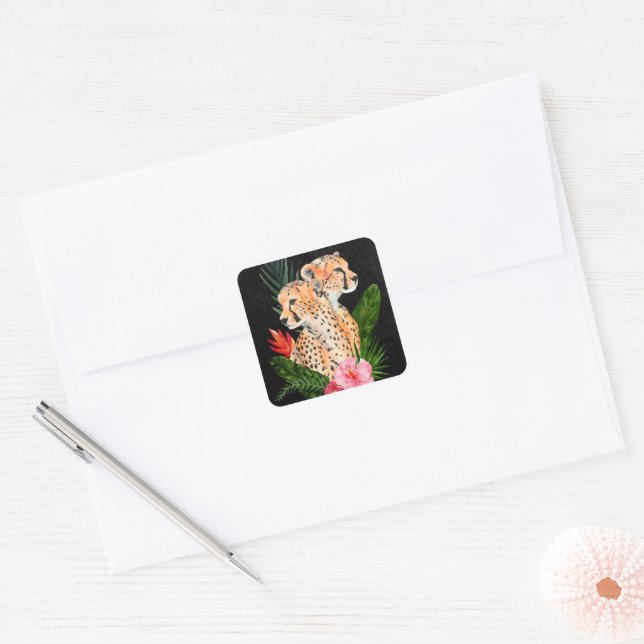 Cheetah Bouquet Square Sticker (Envelope)