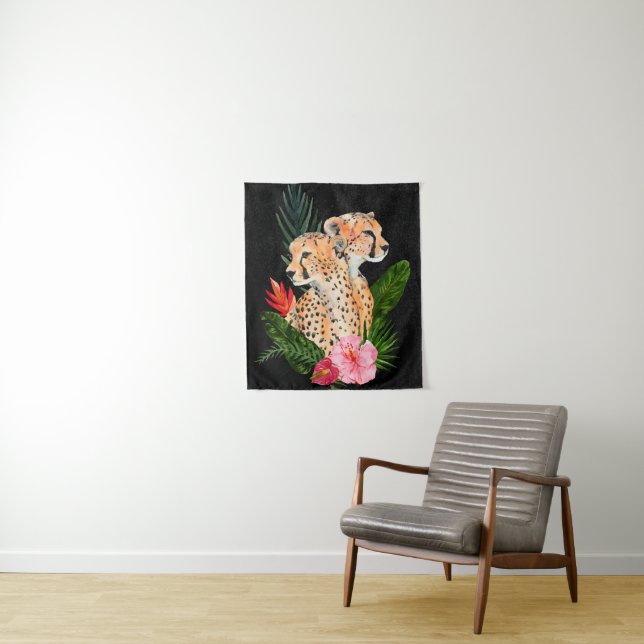 Cheetah Bouquet Tapestry (In Situ)