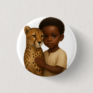 Cheetah & Boy: Bond of the wild and innocent 1 Inch Round Button