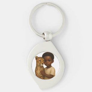 Cheetah & Boy: Bond of the wild and innocent Keychain