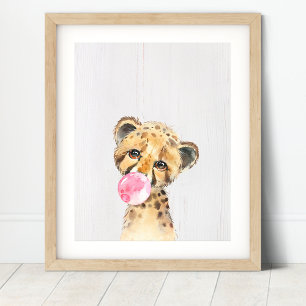 Cheetah Bubble Jungle Safari Nursery Art Print