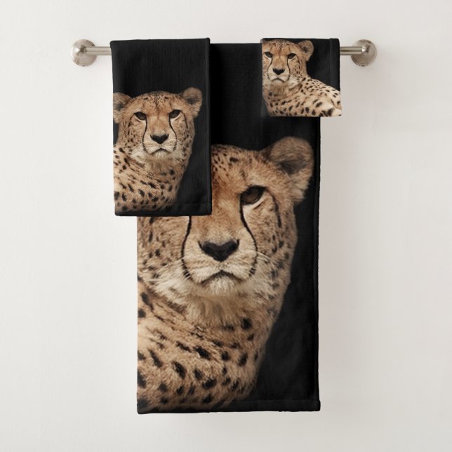 Cheetah Cat Bathroom Towel Set (Insitu)