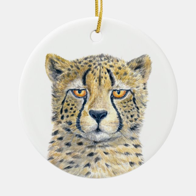 Cheetah Ceramic Ornament (Front)