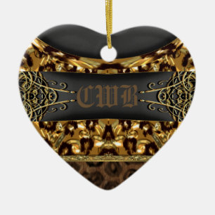 Cheetah Charm Monogram Ceramic Ornament