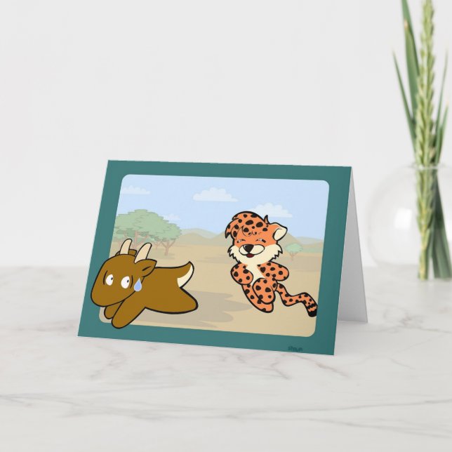 Cheetah Chasing Antelope Card (Front)