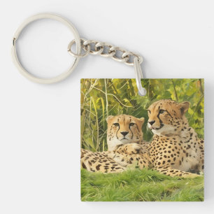 Cheetah Companions – Resting in the Wild Keychain
