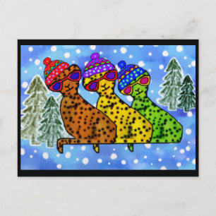 Cheetah Cool Cats Snow Day Postcards