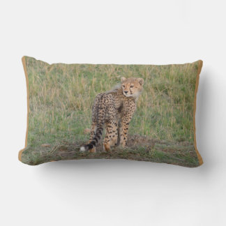 Cheetah Cub and Baby Elephant Throw Pillow