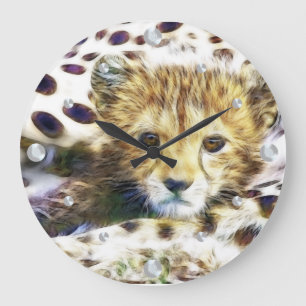 Cheetah Cub Fractal  Wall Clock