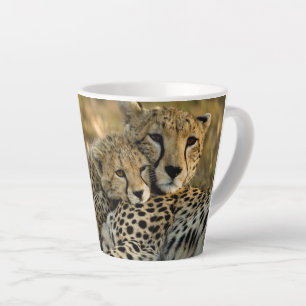 Cheetah Cub Snuggling with its Mom Latte Mug