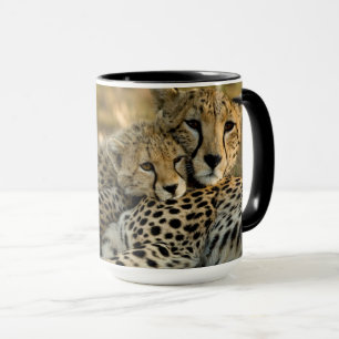 Cheetah Cub Snuggling with its Mom Mug