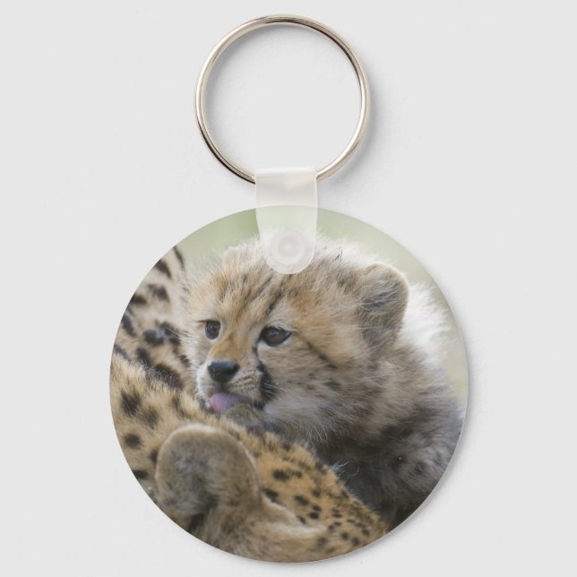 Cheetah Cub with Mom Keychain (Front)