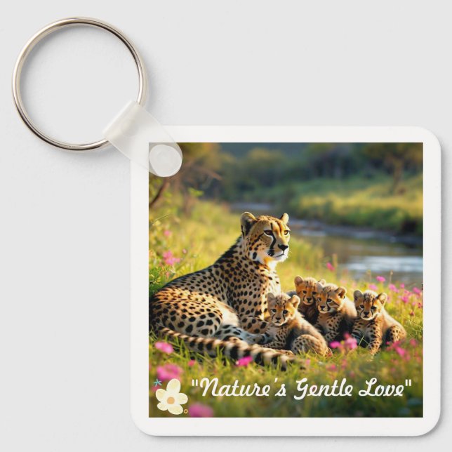 "Cheetah Cubs at Play" Keychain (Front)